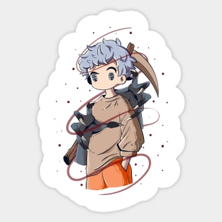 Japanese Scythe Creepy Boy 3 - Vector art illustration Sticker